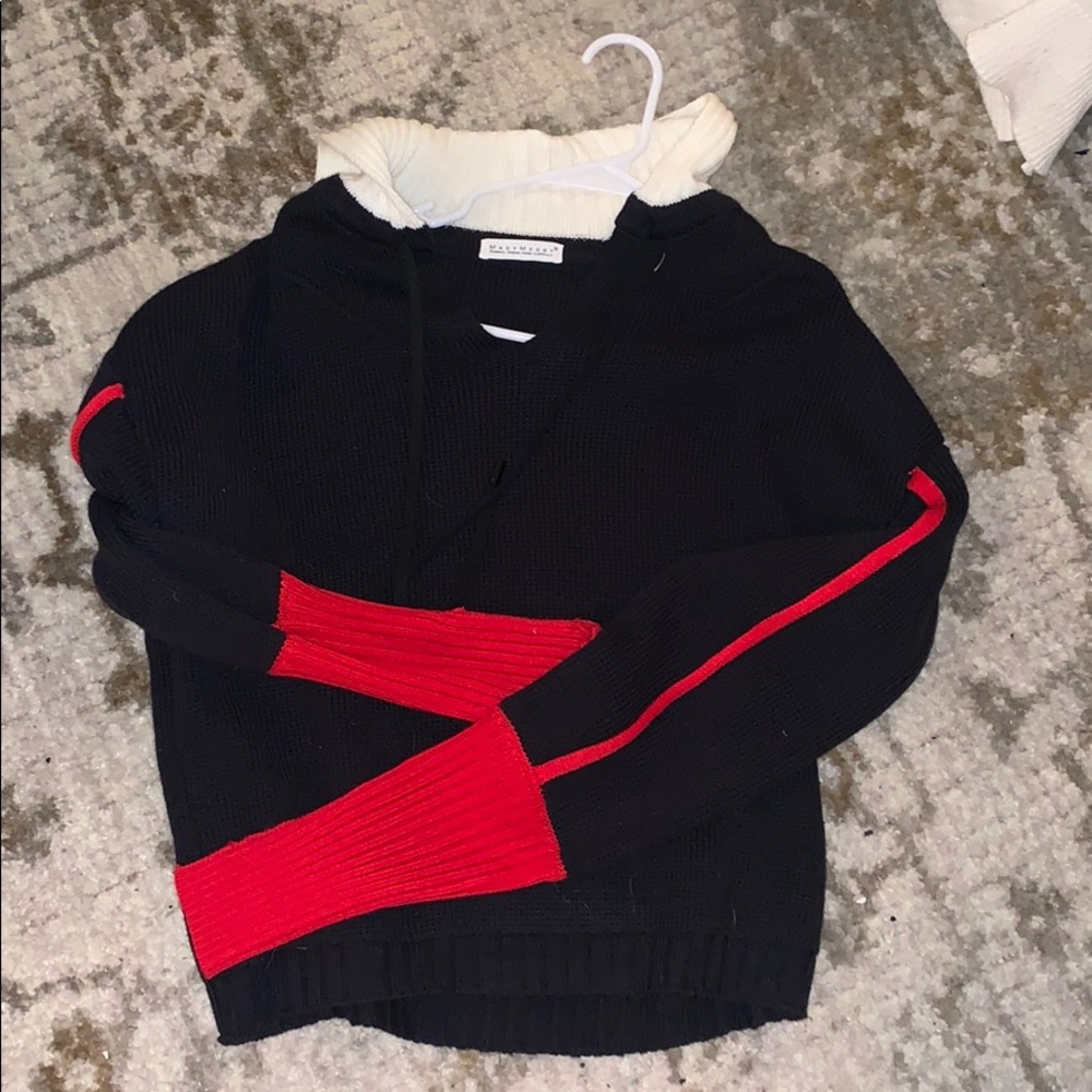 Macy Mcoy red white and black sweater